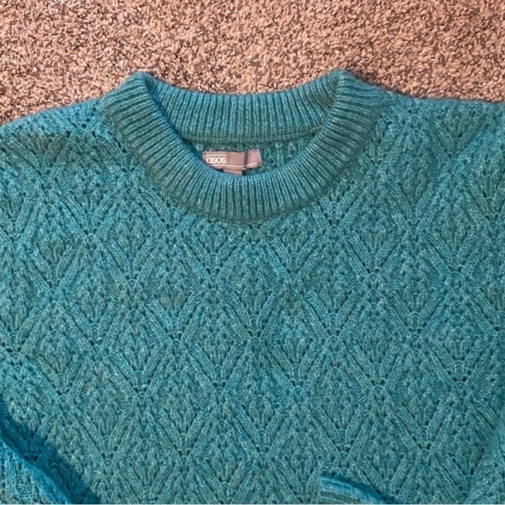ASOS Teal Cable Knit Sweater - Picture 4 of 8